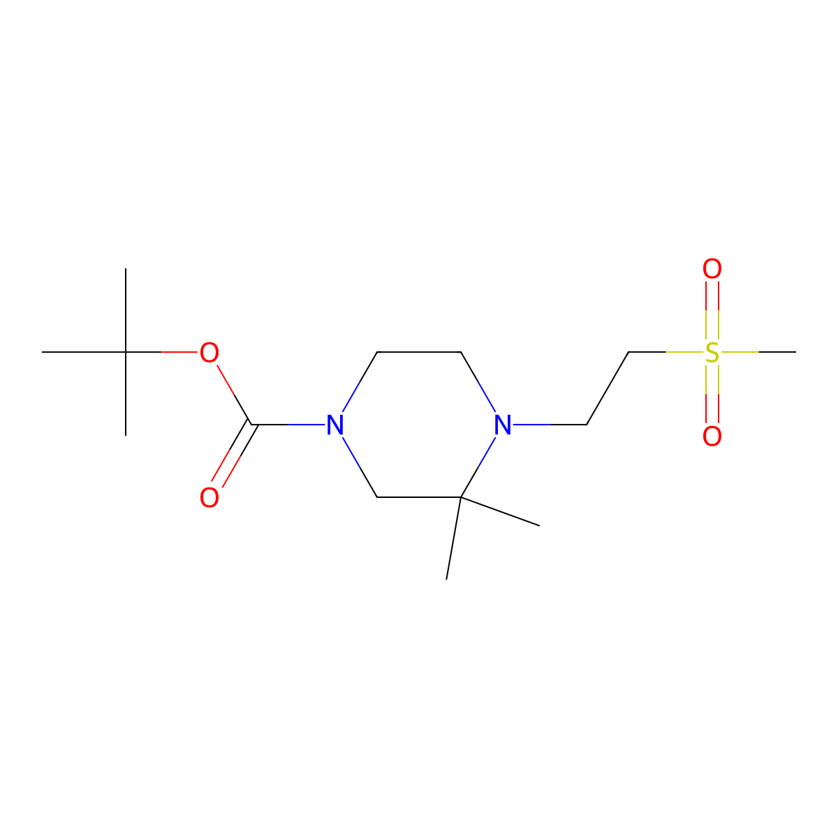 Tert-butyl 3,3-dimethyl-4-(2-methylsulfonylethyl)piperazine-1-carboxylate molecular structure, CAS 1257293-62-1