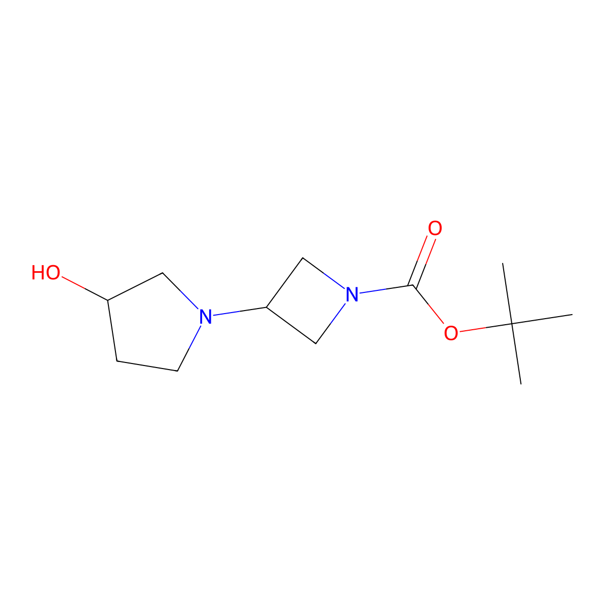 tert-butyl 3-[(3S)-3-hydroxypyrrolidin-1-yl]azetidine-1-carboxylate molecular structure, CAS 1257293-73-4