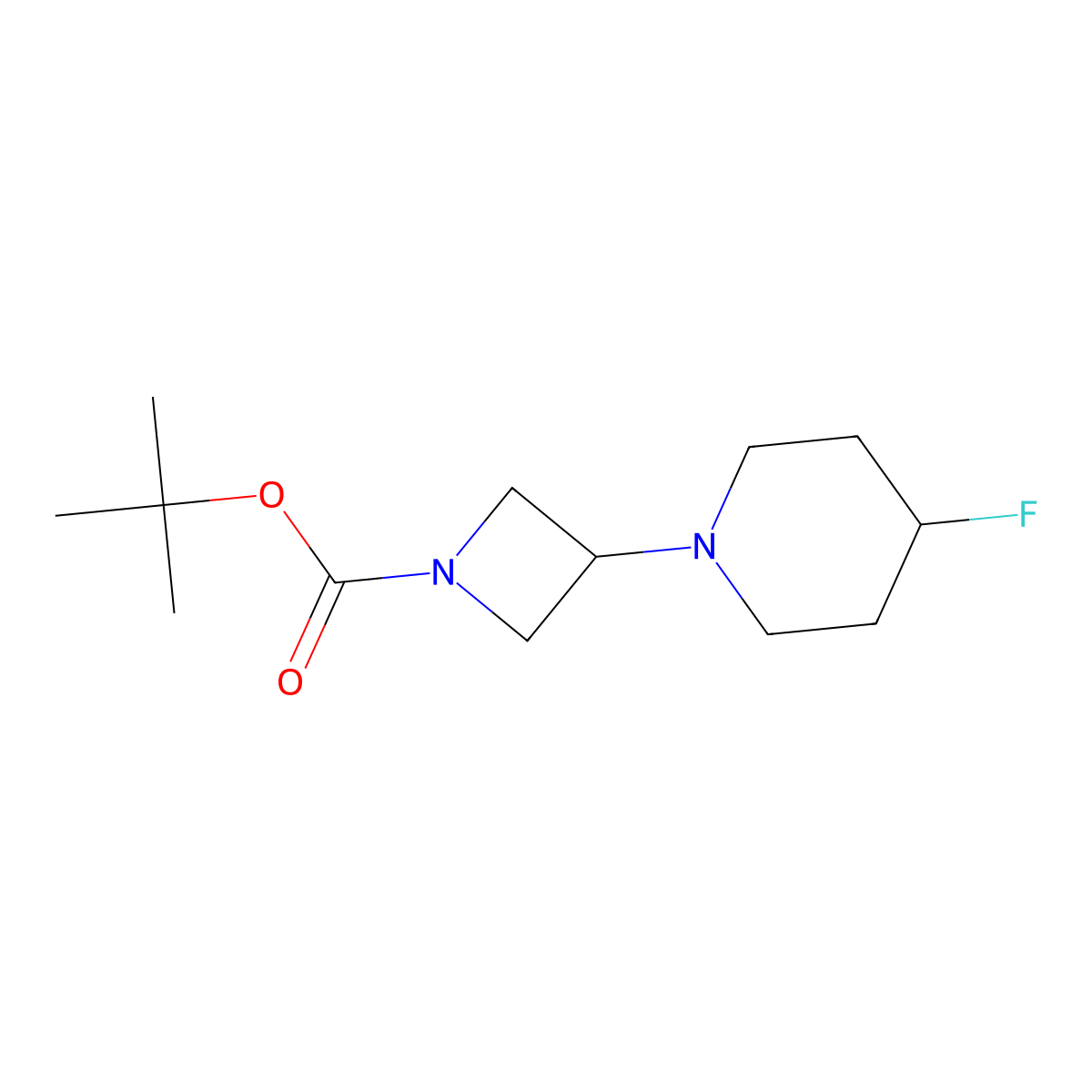 tert-Butyl 3-(4-fluoro-1-piperidyl)azetidine-1-carboxylate molecular structure, CAS 1257293-82-5