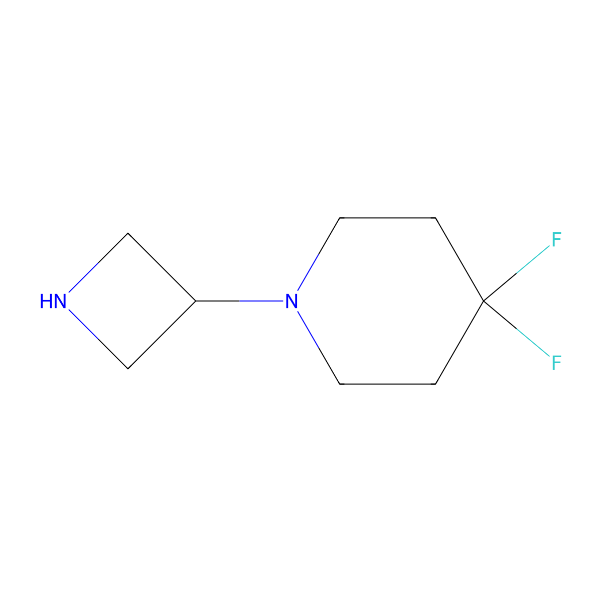 1-(Azetidin-3-YL)-4,4-difluoropiperidine molecular structure, CAS 1257293-83-6