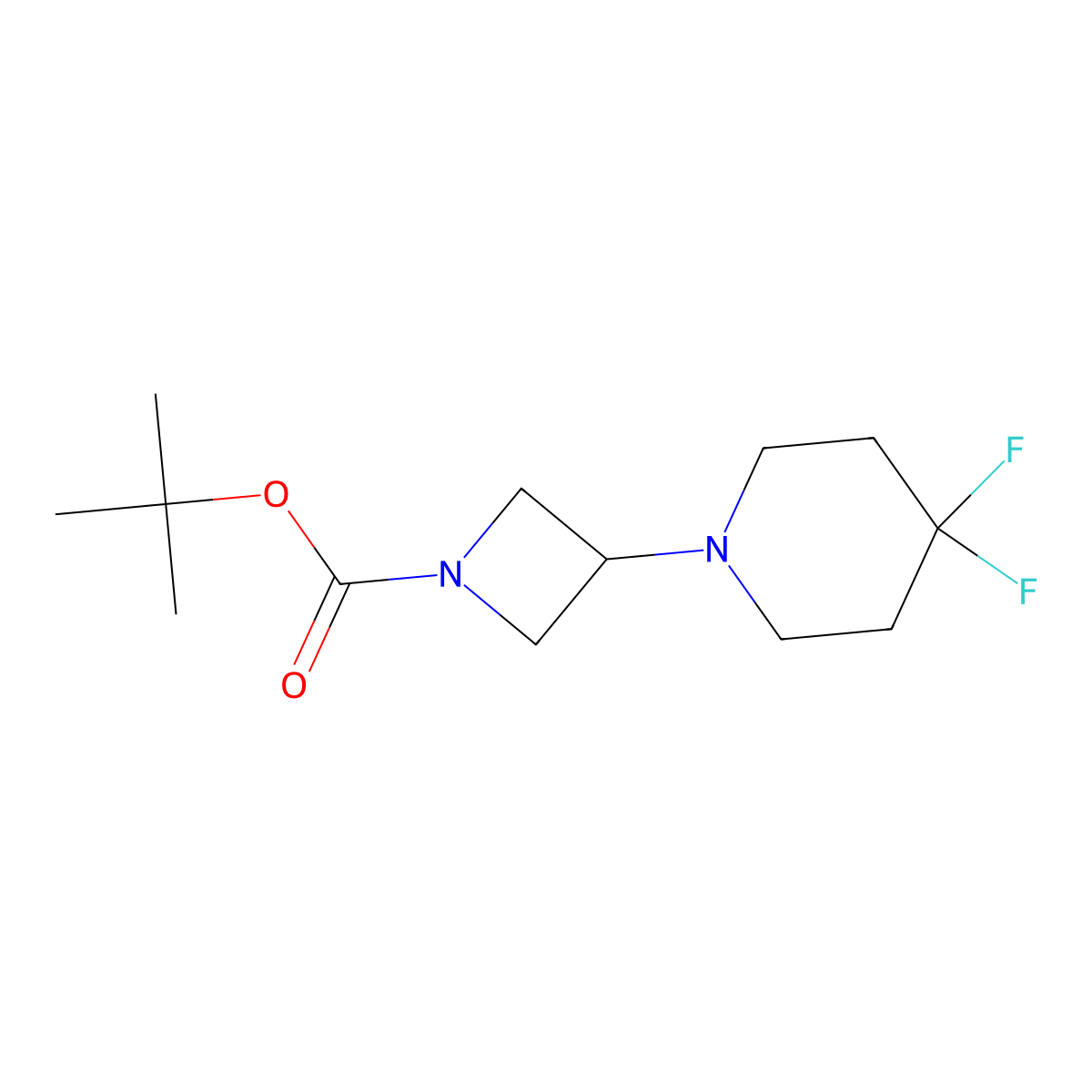 tert-Butyl 3-(4,4-difluoro-1-piperidyl)azetidine-1-carboxylate molecular structure, CAS 1257293-84-7