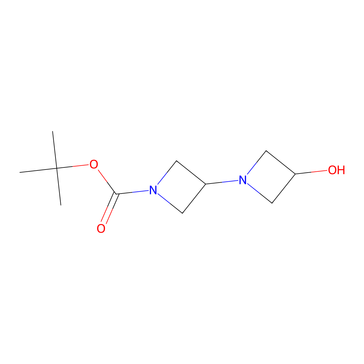 Tert-butyl 3-(3-hydroxyazetidin-1-yl)azetidine-1-carboxylate molecular structure, CAS 1257293-86-9