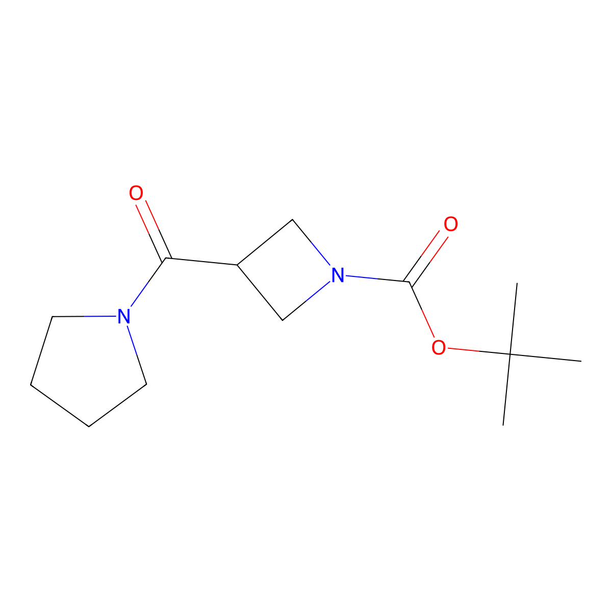 Tert-butyl 3-(pyrrolidine-1-carbonyl)azetidine-1-carboxylate molecular structure, CAS 1257294-00-0