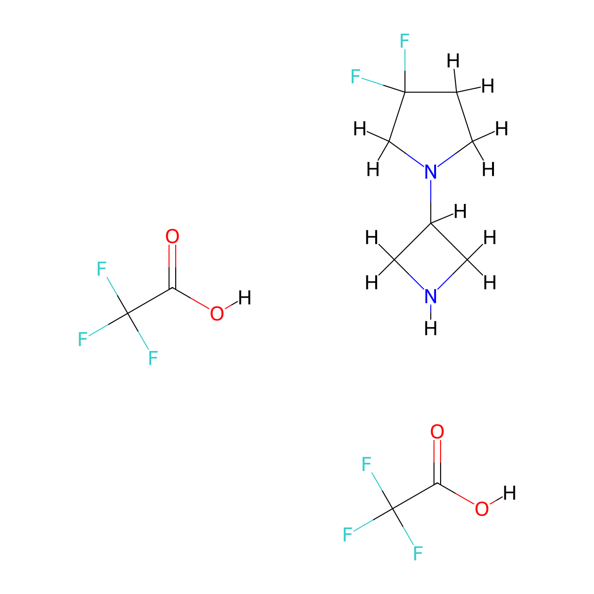 1-(Azetidin-3-yl)-3,3-difluoropyrrolidine ditrifluoroacetate molecular structure, CAS 1257294-08-8