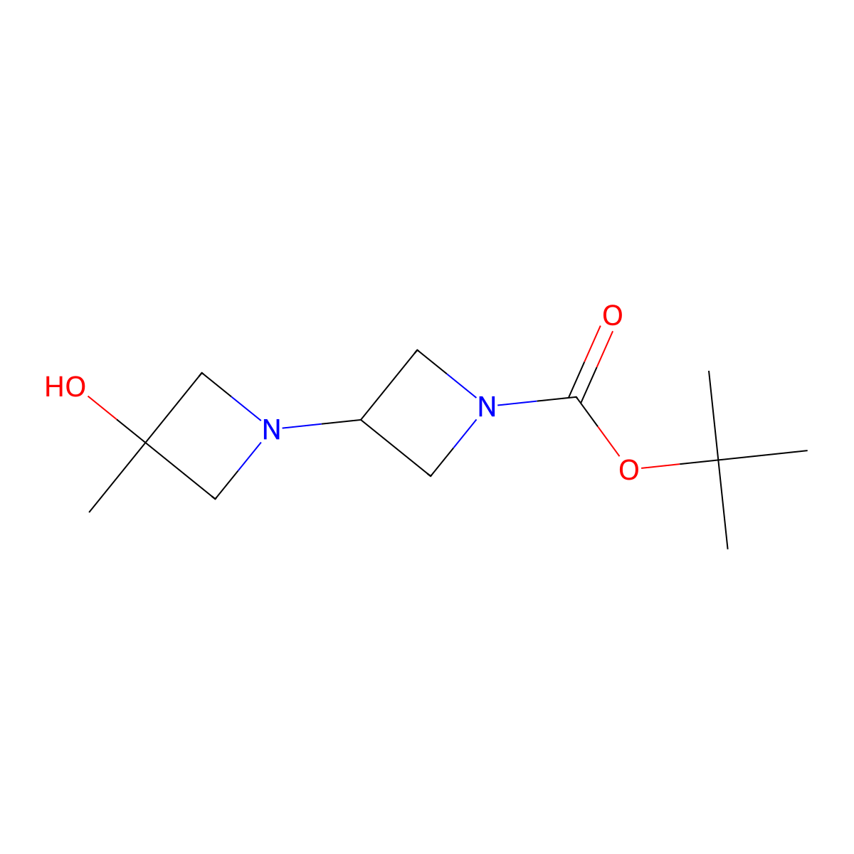 Tert-butyl 3-(3-hydroxy-3-methyl-azetidin-1-YL)azetidine-1-carboxylate molecular structure, CAS 1257294-14-6