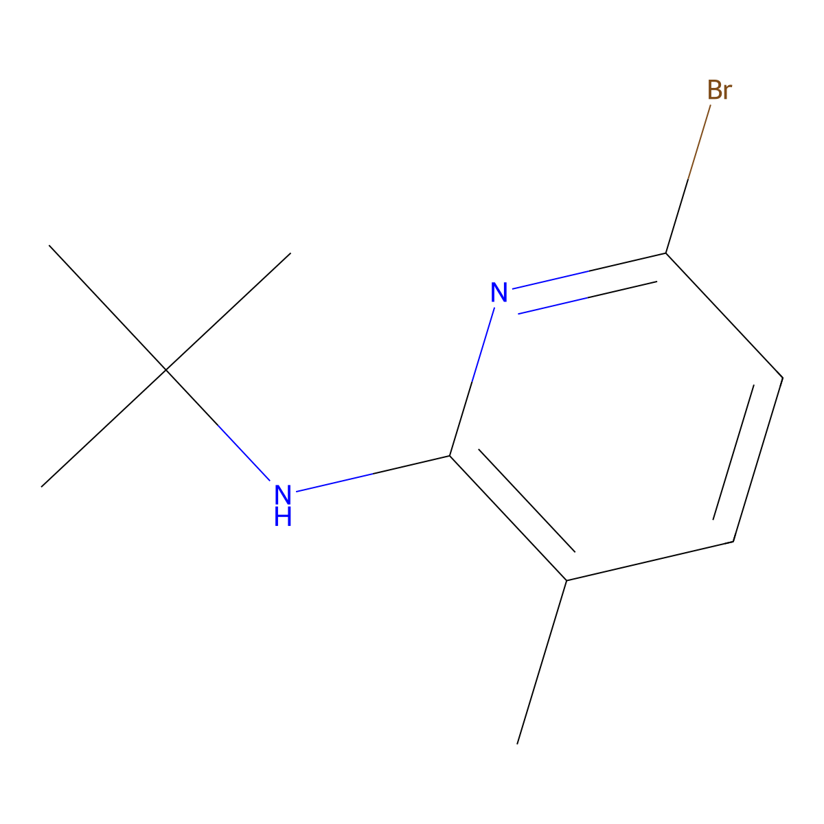 6-Bromo-N-(tert-butyl)-3-methylpyridin-2-amine molecular structure, CAS 1257294-48-6