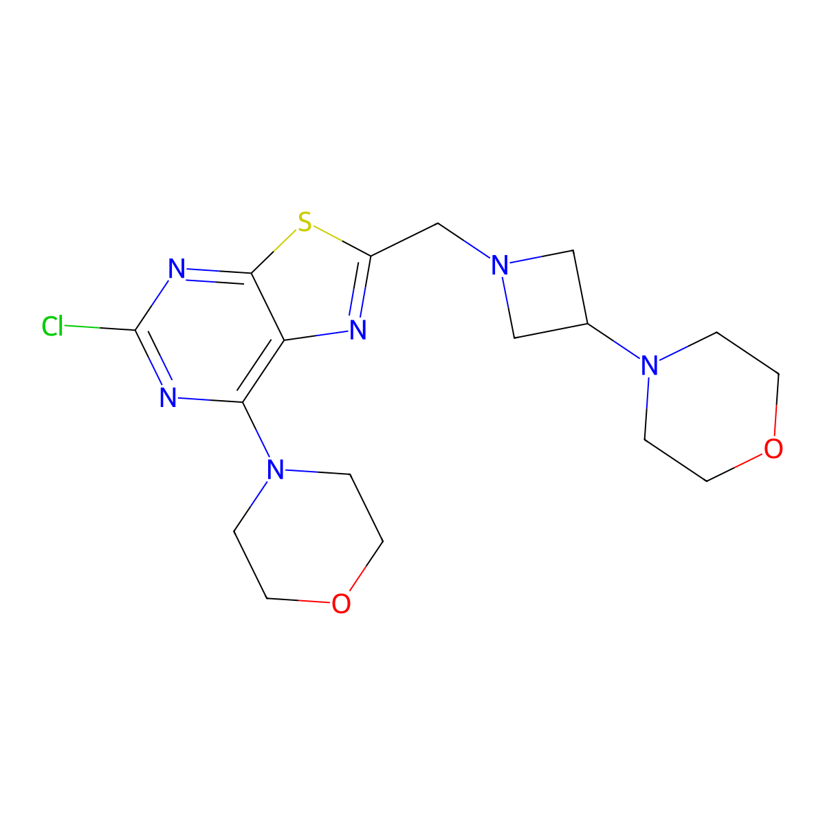 4-(5-Chloro-2-((3-morpholinoazetidin-1-yl)methyl)thiazolo[5,4-d]pyrimidin-7-yl)morpholine molecular structure, CAS 1257294-56-6