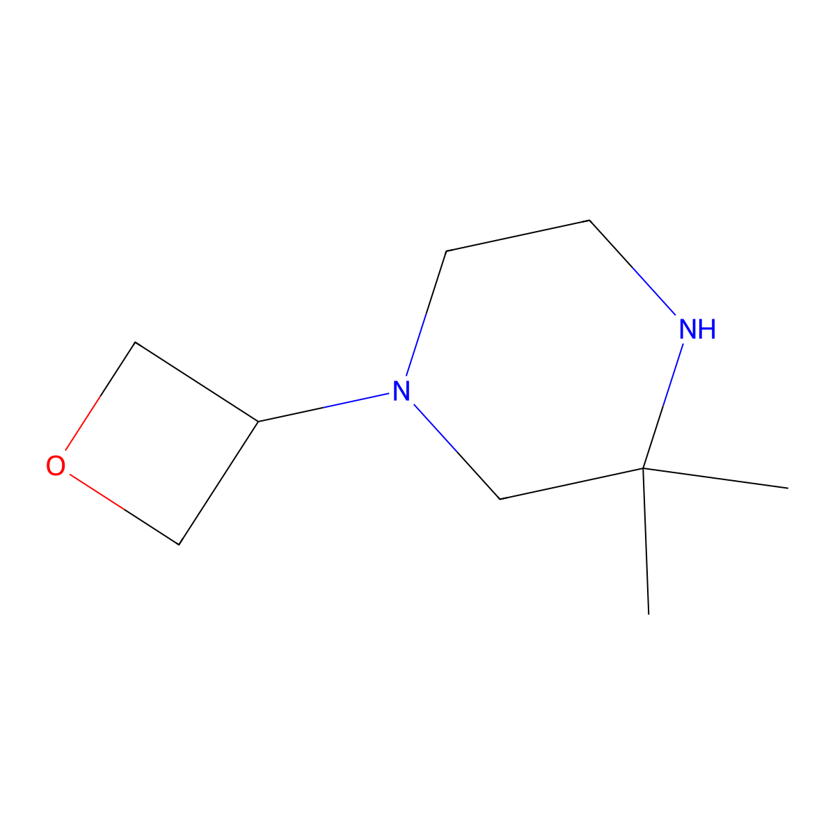 3,3-Dimethyl-1-(oxetan-3-yl)piperazine molecular structure, CAS 1257294-74-8