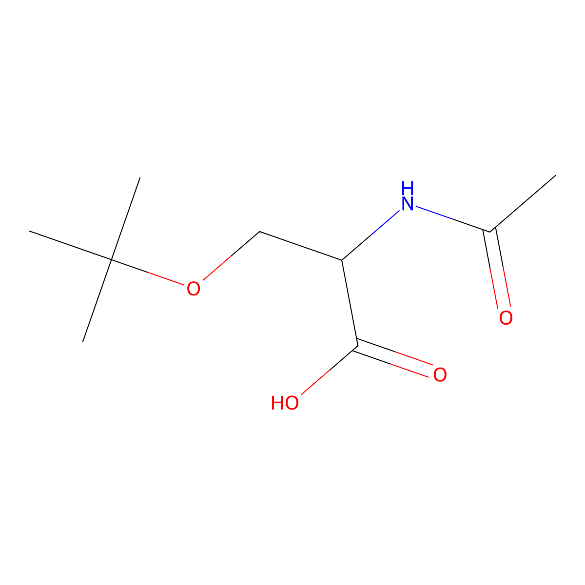 (2R)-3-(tert-butoxy)-2-acetamidopropanoic acid molecular structure, CAS 125730-23-6