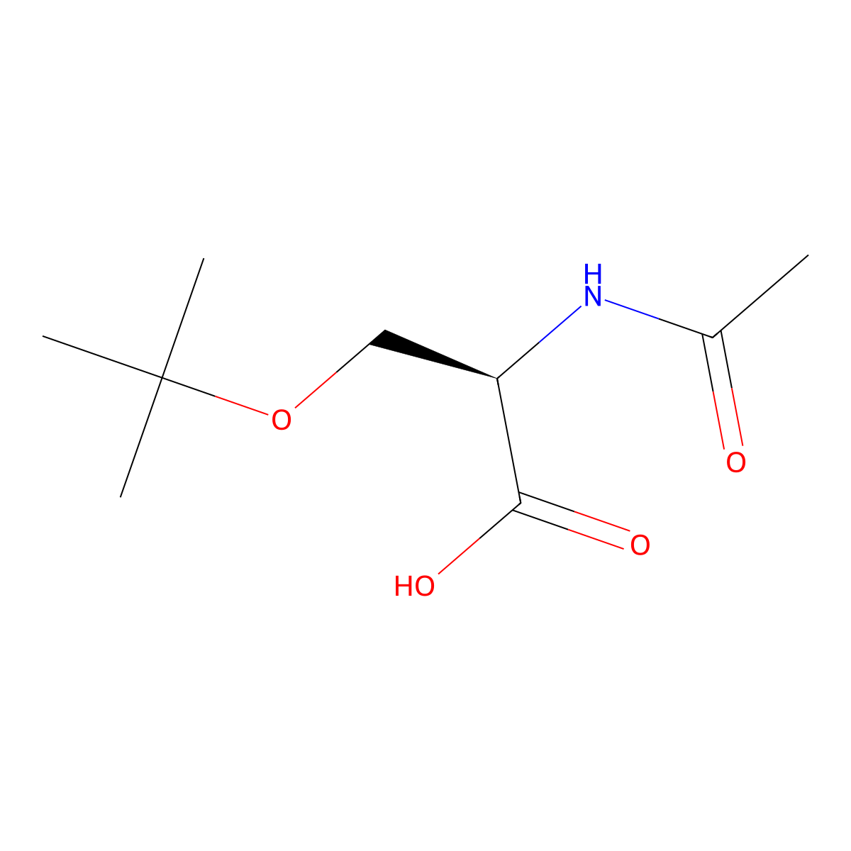 (2R)-3-(tert-butoxy)-2-acetamidopropanoic acid molecular structure, CAS 125730-23-6