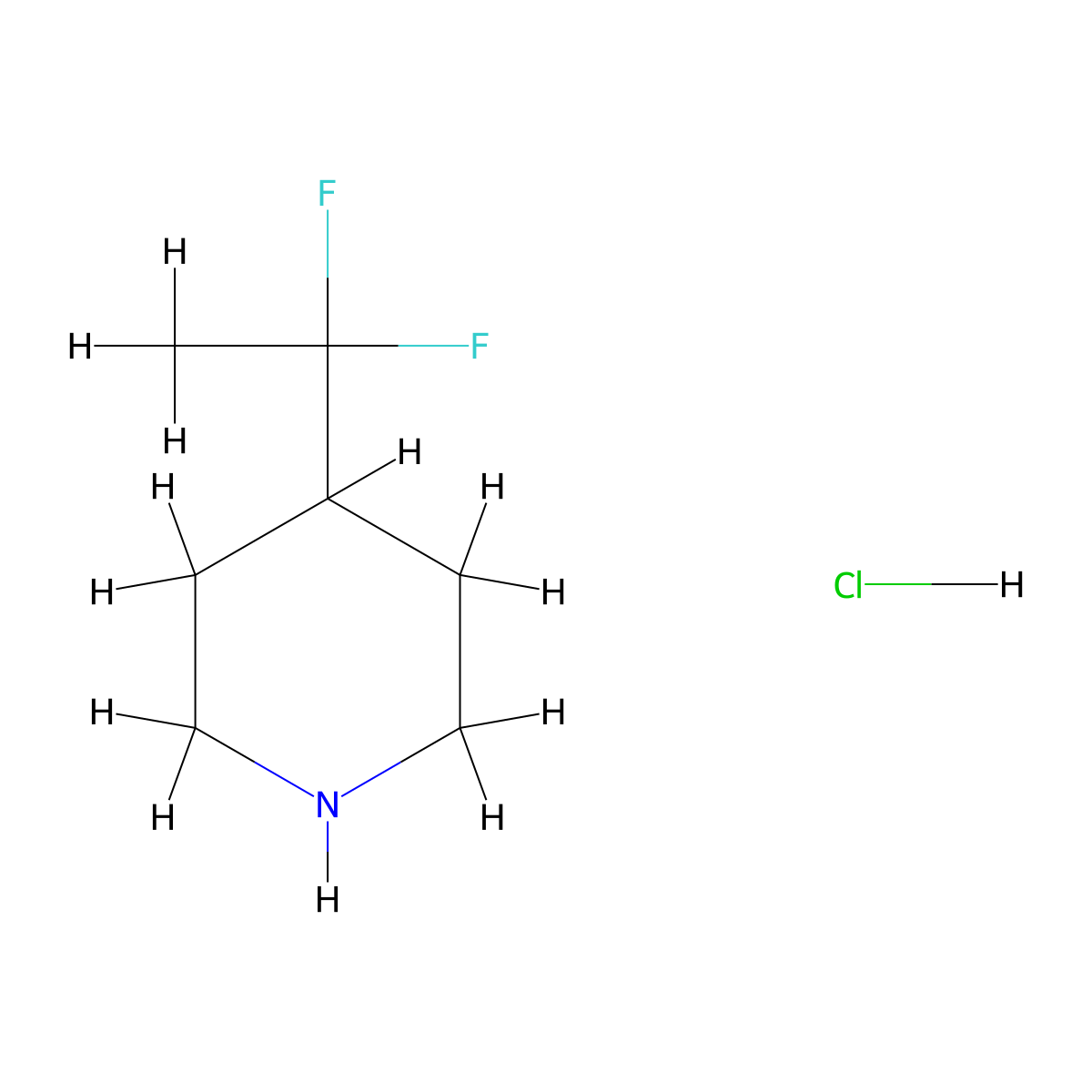 4-(1,1-Difluoroethyl)piperidine hydrochloride molecular structure, CAS 1257300-08-5