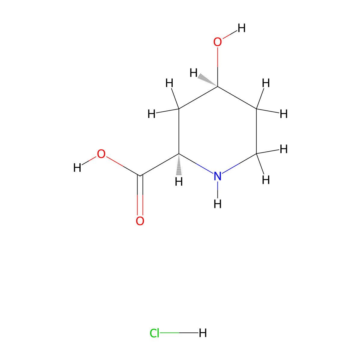 (2R,4S)-4-Hydroxypiperidine-2-carboxylic acid hydrochloride molecular structure, CAS 1257324-08-5
