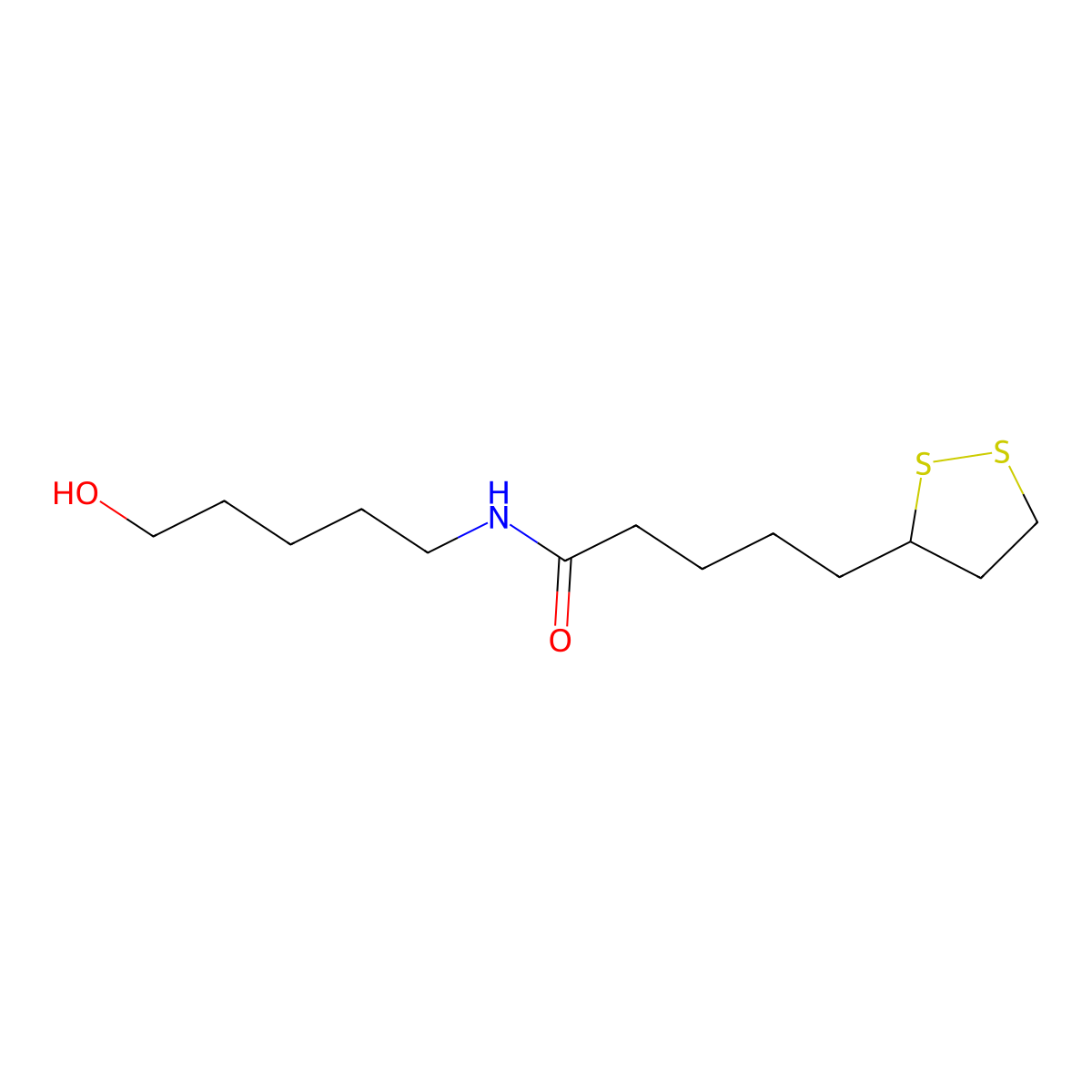 N-(5-hydroxypentyl)-5-(1,2-dithiolan-3-yl)pentanamide molecular structure, CAS 1257340-38-7