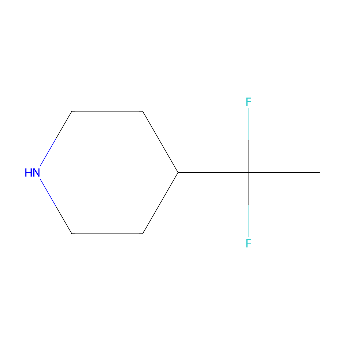 4-(1,1-Difluoroethyl)piperidine molecular structure, CAS 1257379-92-2