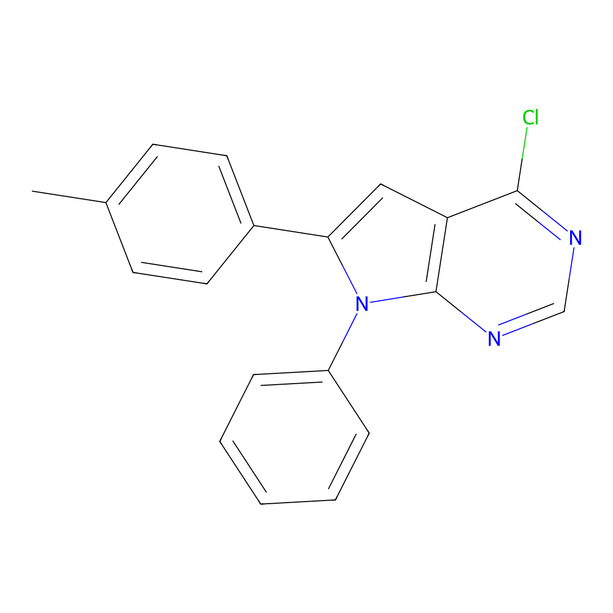 4-Chloro-7-phenyl-6-(p-tolyl)-7H-pyrrolo[2,3-d]pyrimidine molecular structure, CAS 1257391-86-8