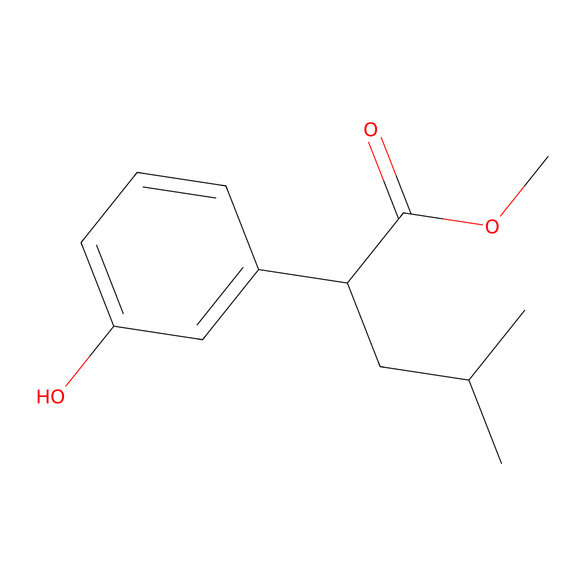 Methyl 2-(3-hydroxyphenyl)-4-methylpentanoate molecular structure, CAS 1257397-44-6
