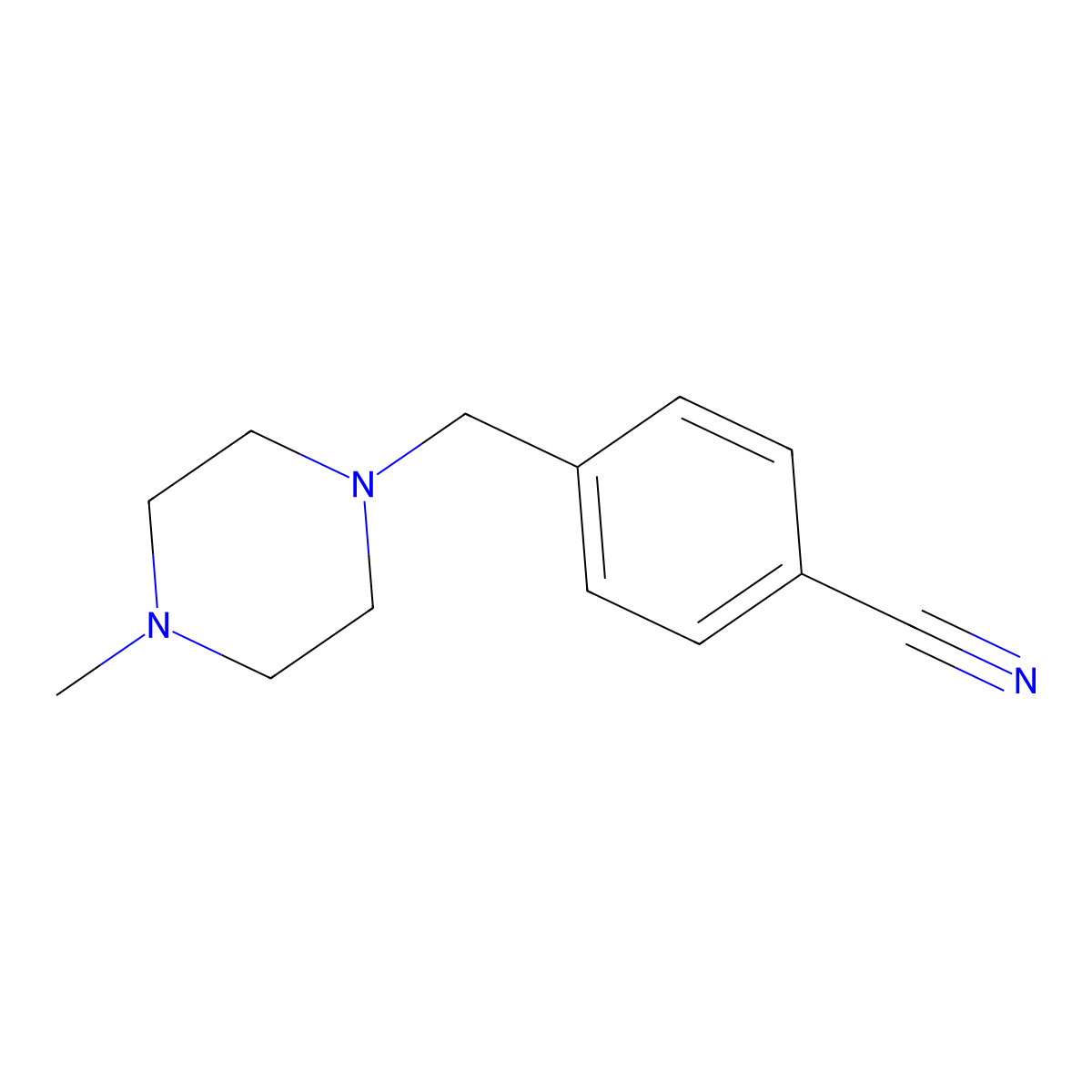 4-((4-Methylpiperazin-1-yl)methyl)benzonitrile molecular structure, CAS 125743-63-7