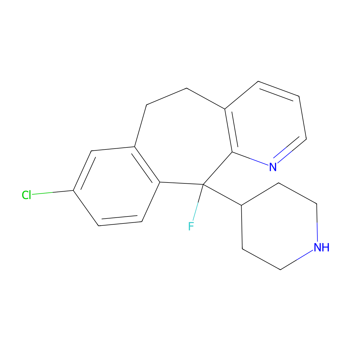 Fluorodesloratadine molecular structure, CAS 125743-82-0