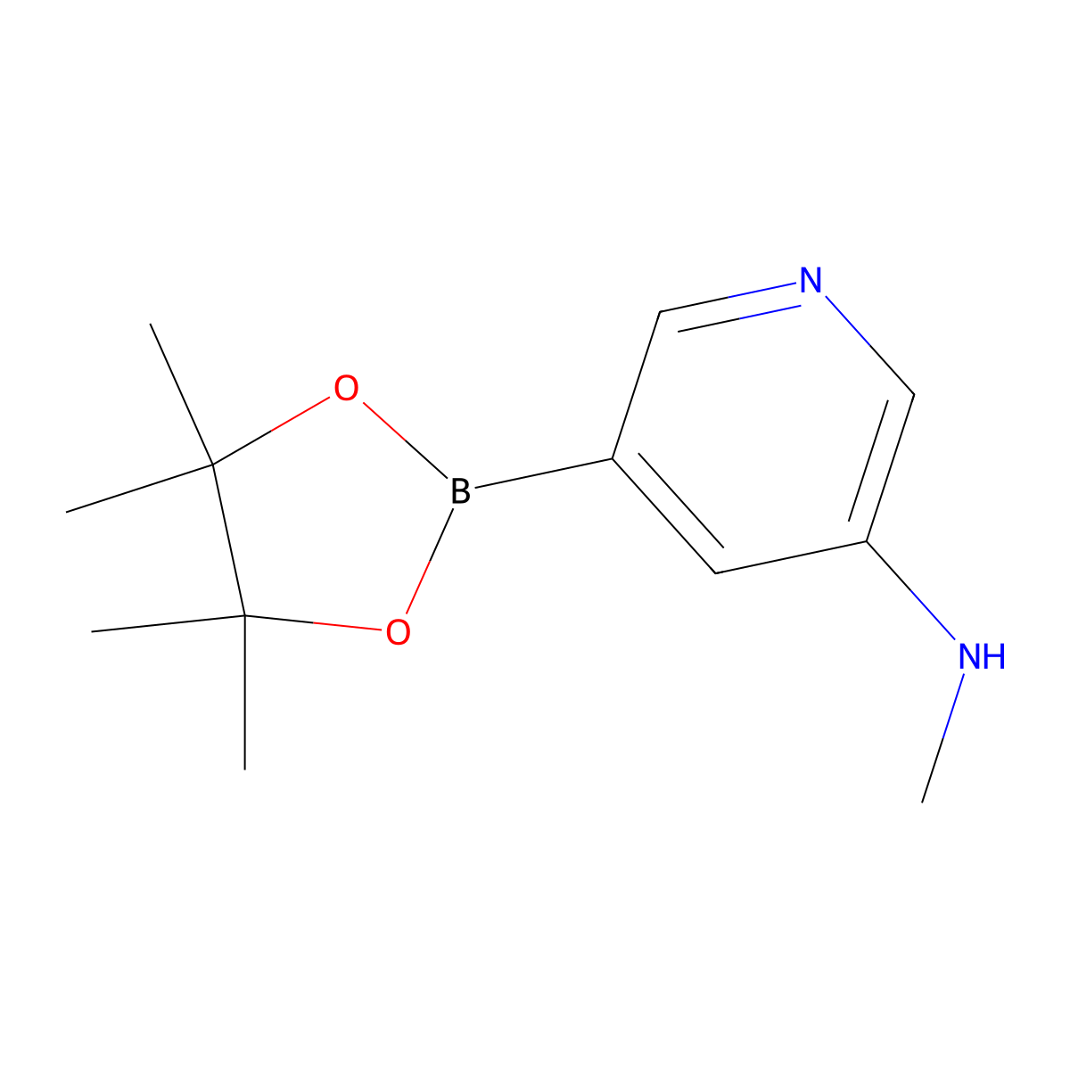 N-methyl-5-(4,4,5,5-tetramethyl-1,3,2-dioxaborolan-2-yl)pyridin-3-amine molecular structure, CAS 1257431-48-3