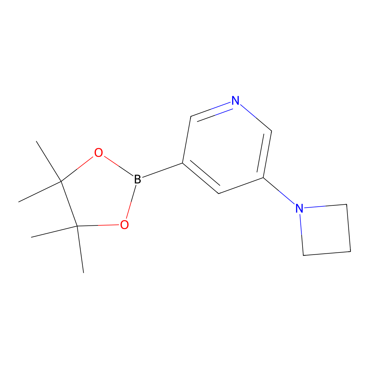 3-Azetidin-1-yl-5-(4,4,5,5-tetramethyl-[1,3,2]dioxaborolan-2-yl)-pyridine molecular structure, CAS 1257431-54-1