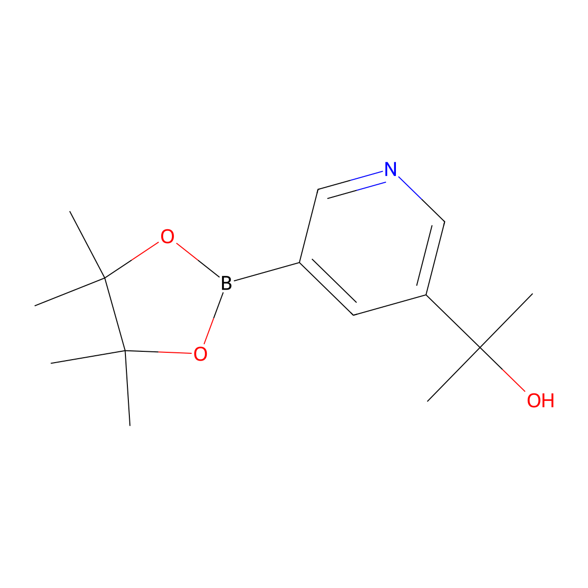 2-[5-(4,4,5,5-Tetramethyl-1,3,2-dioxaborolan-2-yl)pyridin-3-yl]propan-2-ol molecular structure, CAS 1257431-63-2