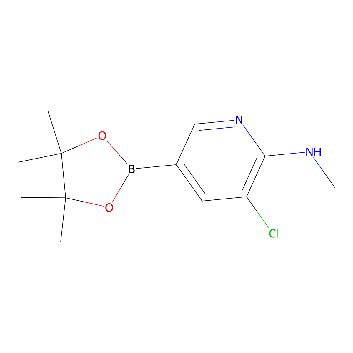 3-Chloro-N-methyl-5-(4,4,5,5-tetramethyl-1,3,2-dioxaborolan-2-YL)pyridin-2-amine molecular structure, CAS 1257432-01-1