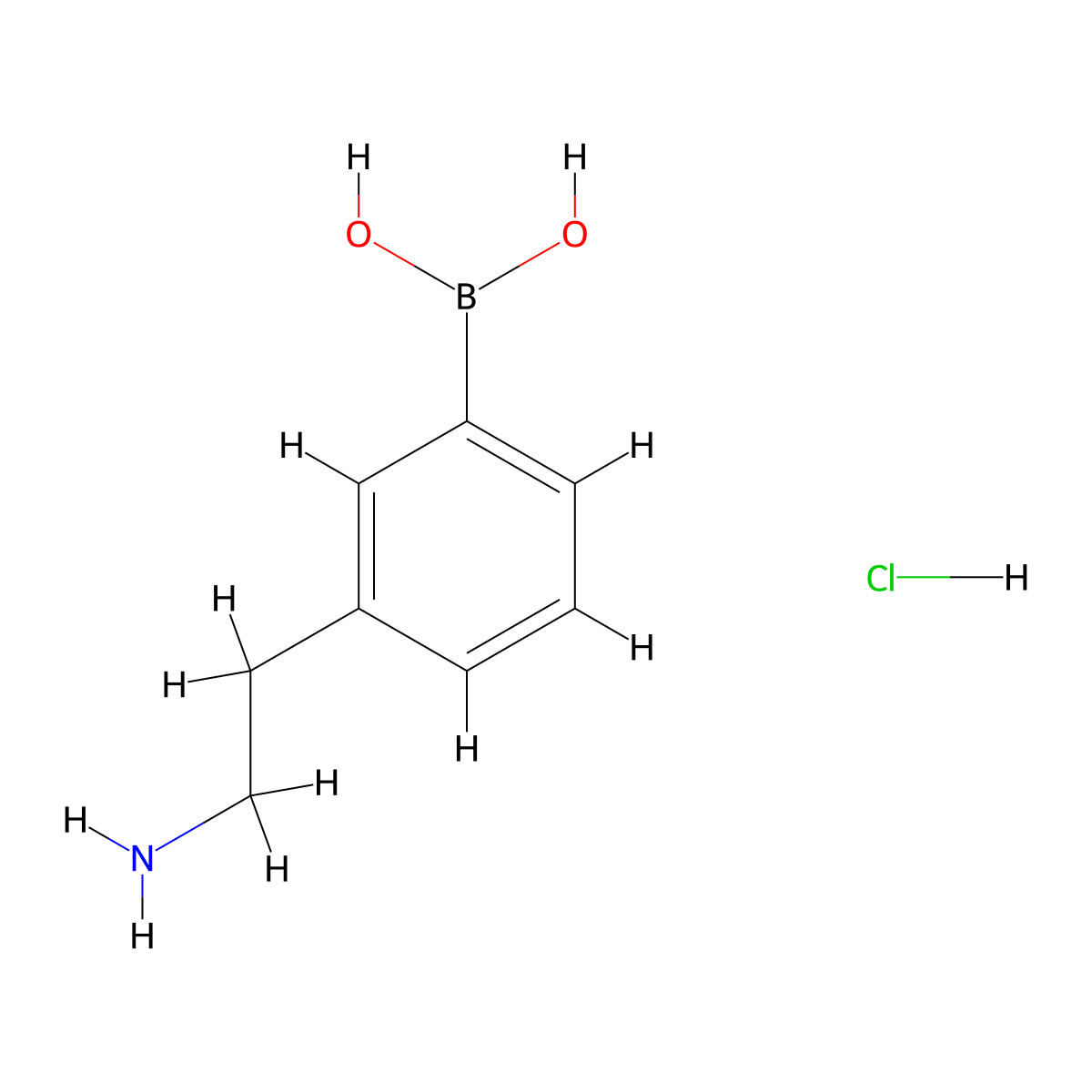 3-(2-Aminoethyl)phenylboronic acid hydrochloride molecular structure, CAS 1257437-15-2