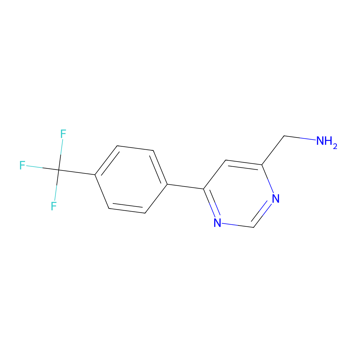(6-(4-Trifluoromethyl-phenyl)-pyrimidin-4-yl)methylamine molecular structure, CAS 1257437-46-9