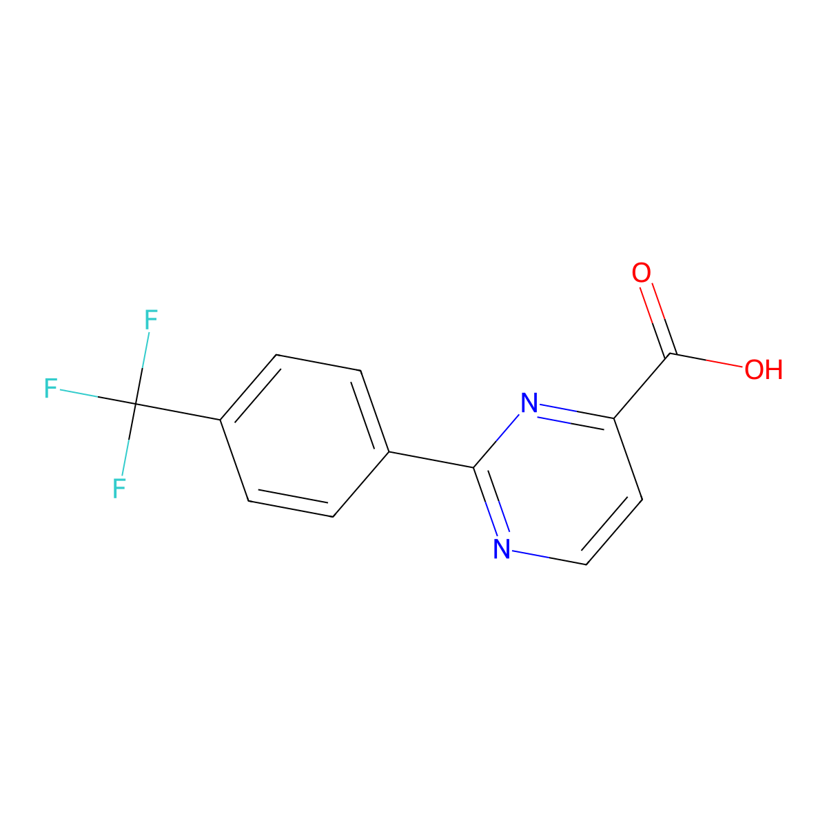2-(4-Trifluoromethyl-phenyl)-pyrimidine-4-carboxylic acid molecular structure, CAS 1257437-50-5
