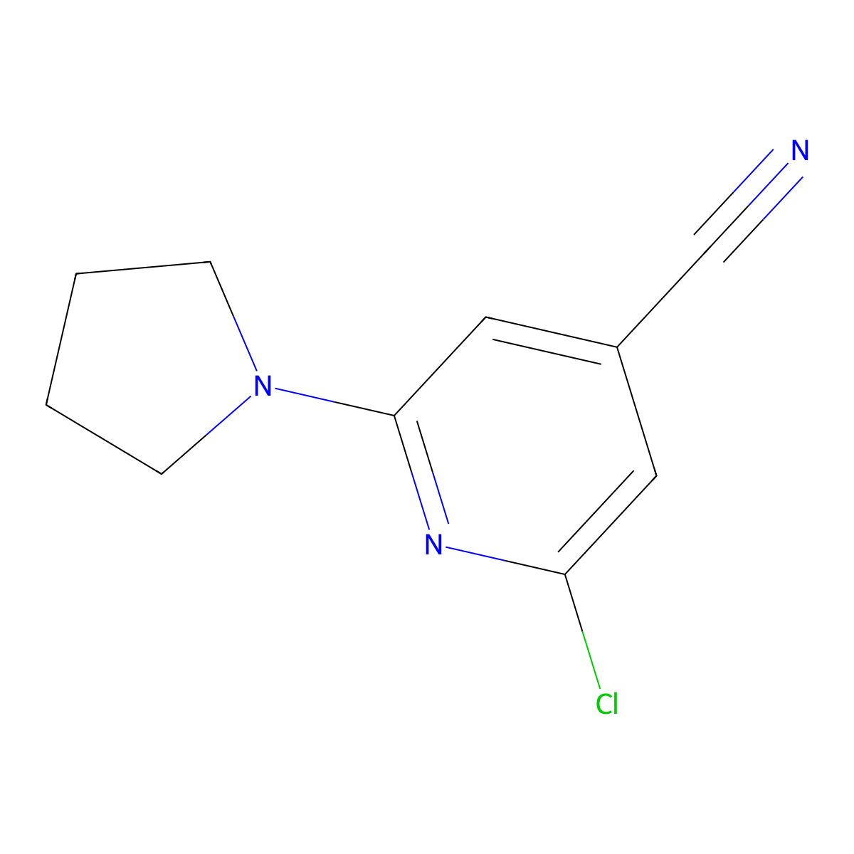 2-Chloro-6-(pyrrolidin-1-yl)pyridine-4-carbonitrile molecular structure, CAS 1257437-52-7