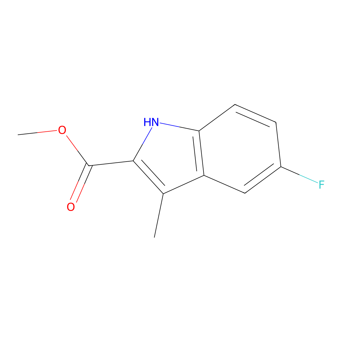 Methyl 5-fluoro-3-methyl-1H-indole-2-carboxylate molecular structure, CAS 1257441-84-1
