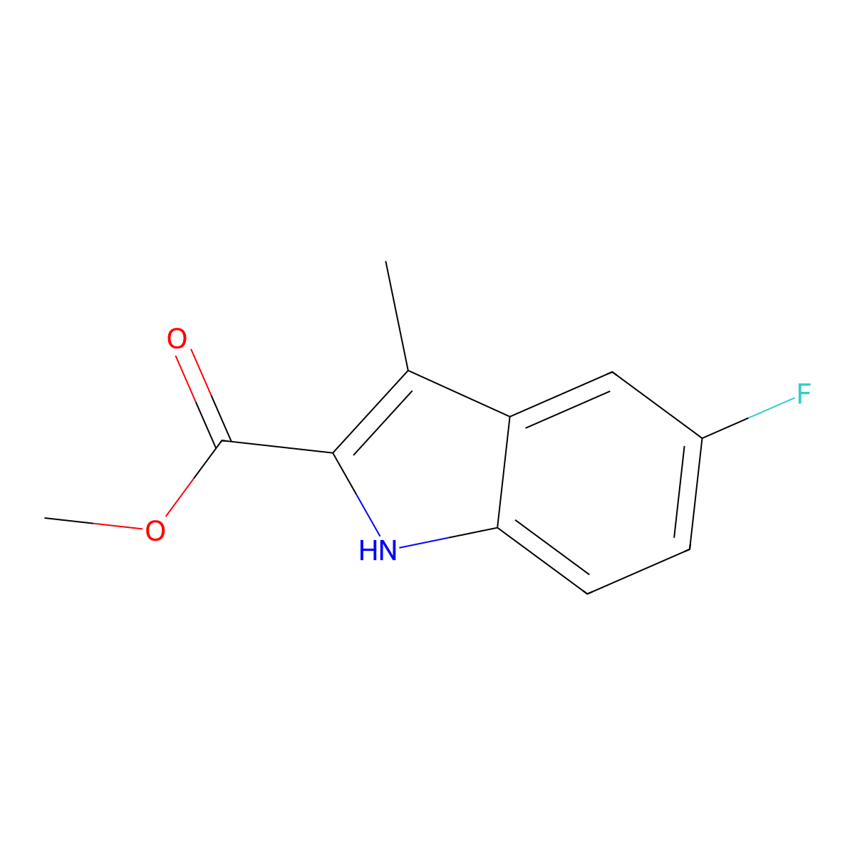 Methyl 5-fluoro-3-methyl-1H-indole-2-carboxylate molecular structure, CAS 1257441-84-1
