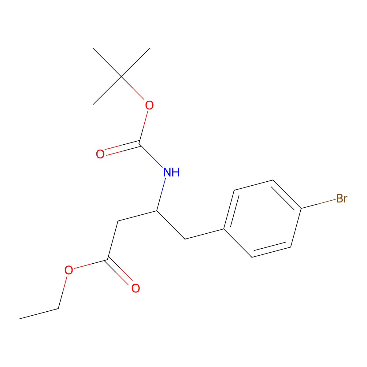(R)-Ethyl 4-(4-bromophenyl)-3-((tert-butoxycarbonyl)amino)butanoate molecular structure, CAS 1257446-29-9