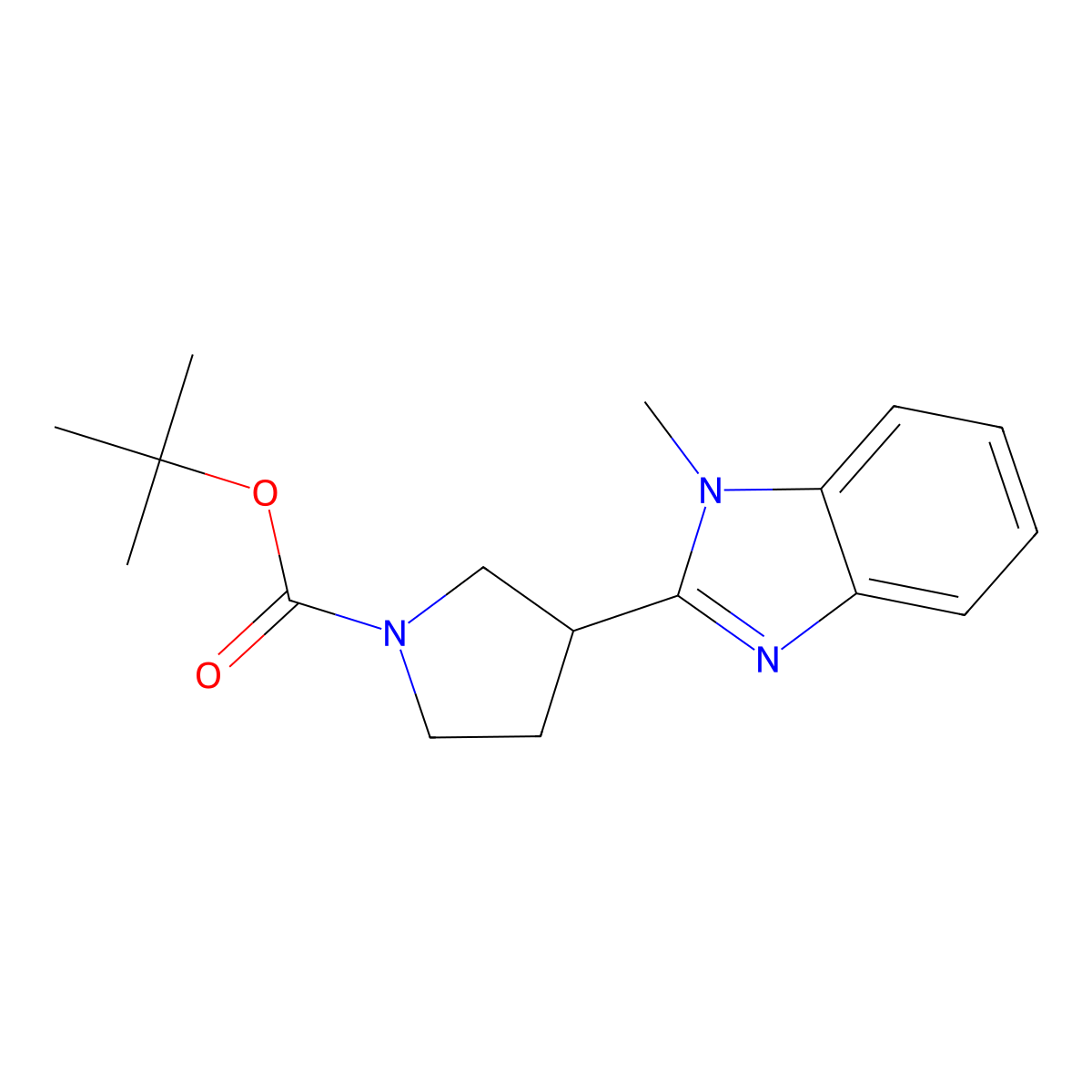 tert-butyl 3-(1-methyl-1H-1,3-benzodiazol-2-yl)pyrrolidine-1-carboxylate molecular structure, CAS 1257521-24-6