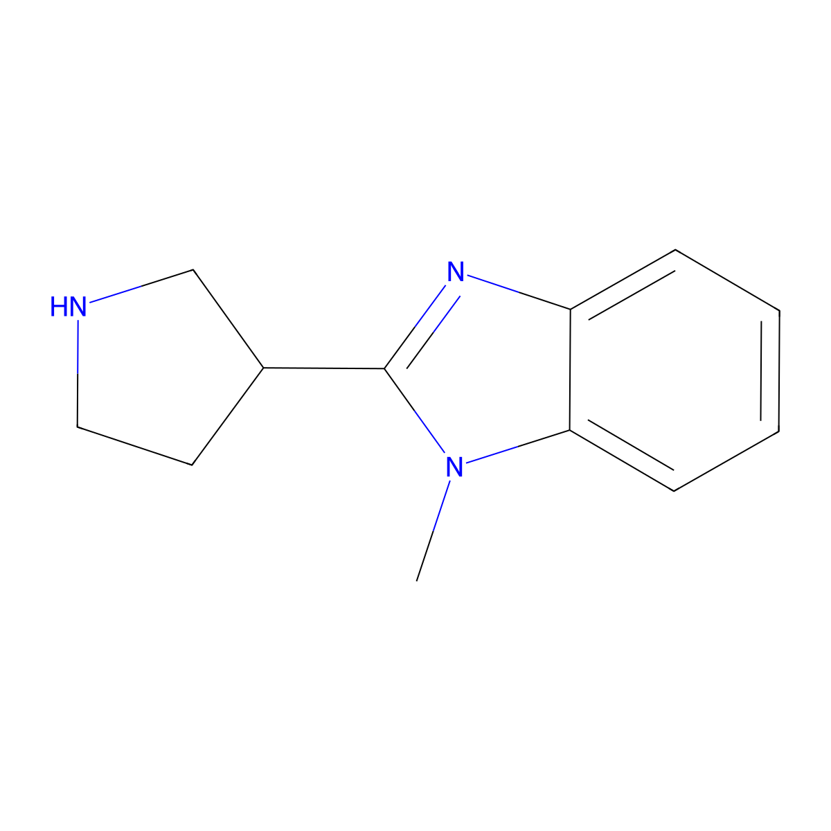 1-methyl-2-(pyrrolidin-3-yl)-1H-benzo[d]imidazole molecular structure, CAS 1257521-25-7