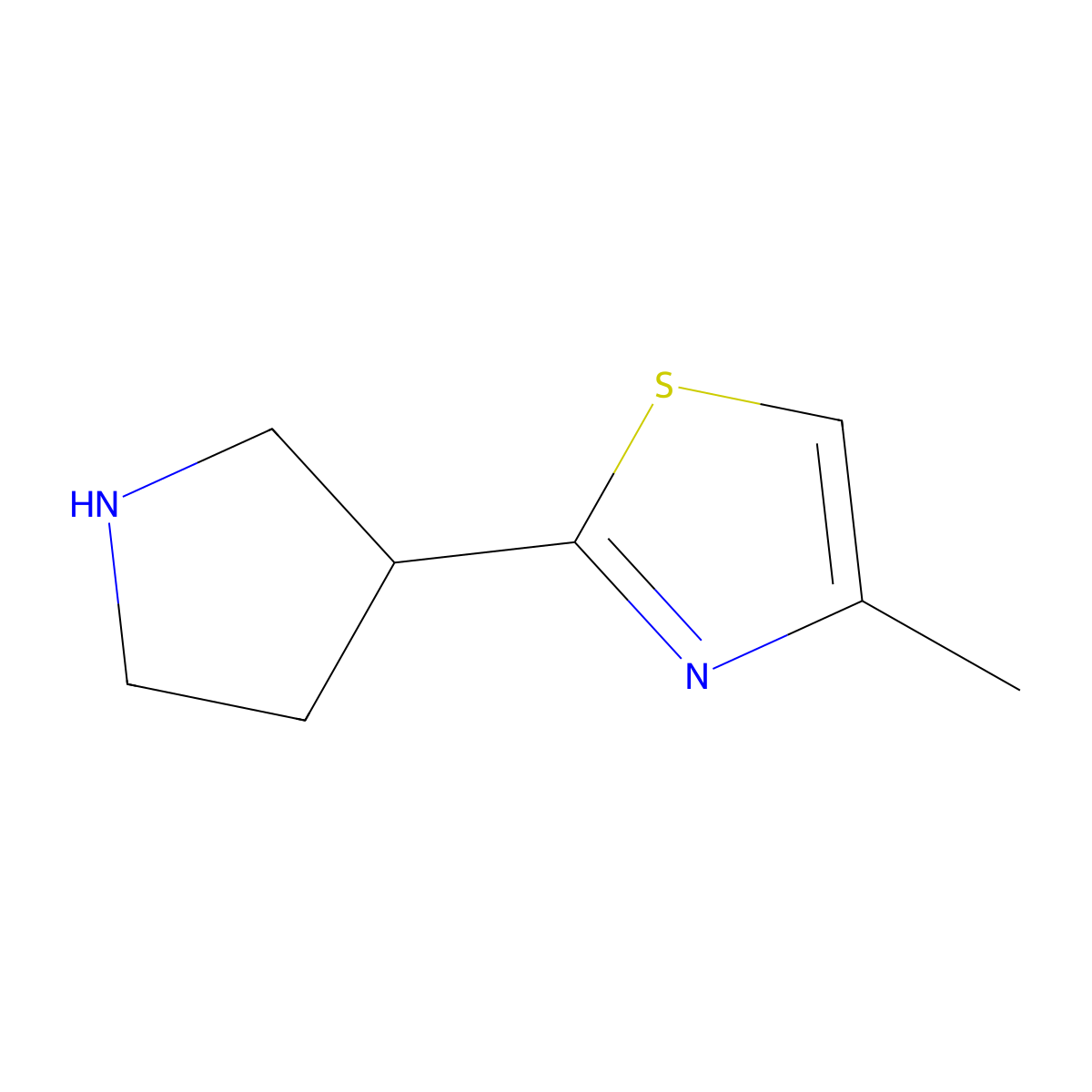 4-Methyl-2-(pyrrolidin-3-yl)-1,3-thiazole molecular structure, CAS 1257521-56-4