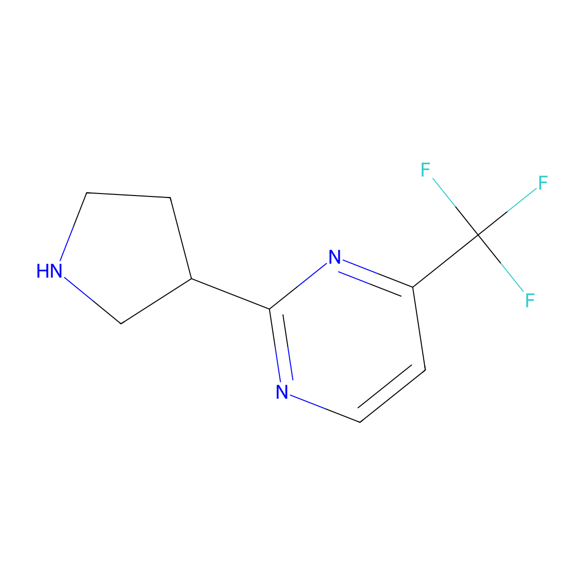 2-(Pyrrolidin-3-yl)-4-(trifluoromethyl)pyrimidine molecular structure, CAS 1257522-06-7