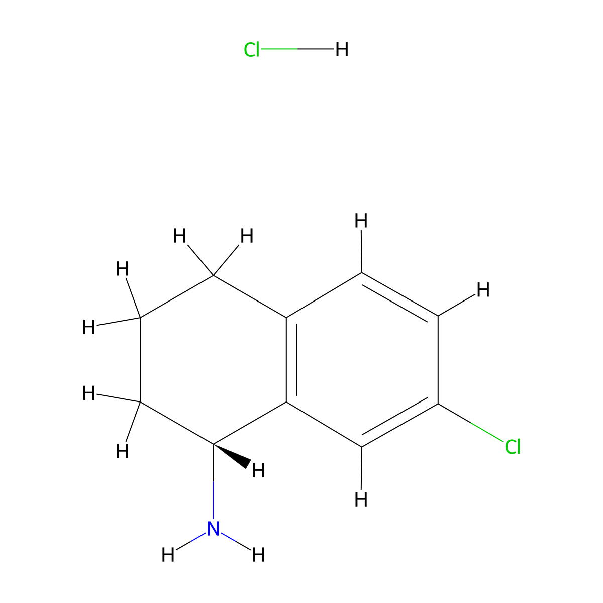 (r)-7-Chloro-1,2,3,4-tetrahydronaphthalen-1-amine hydrochloride molecular structure, CAS 1257526-91-2