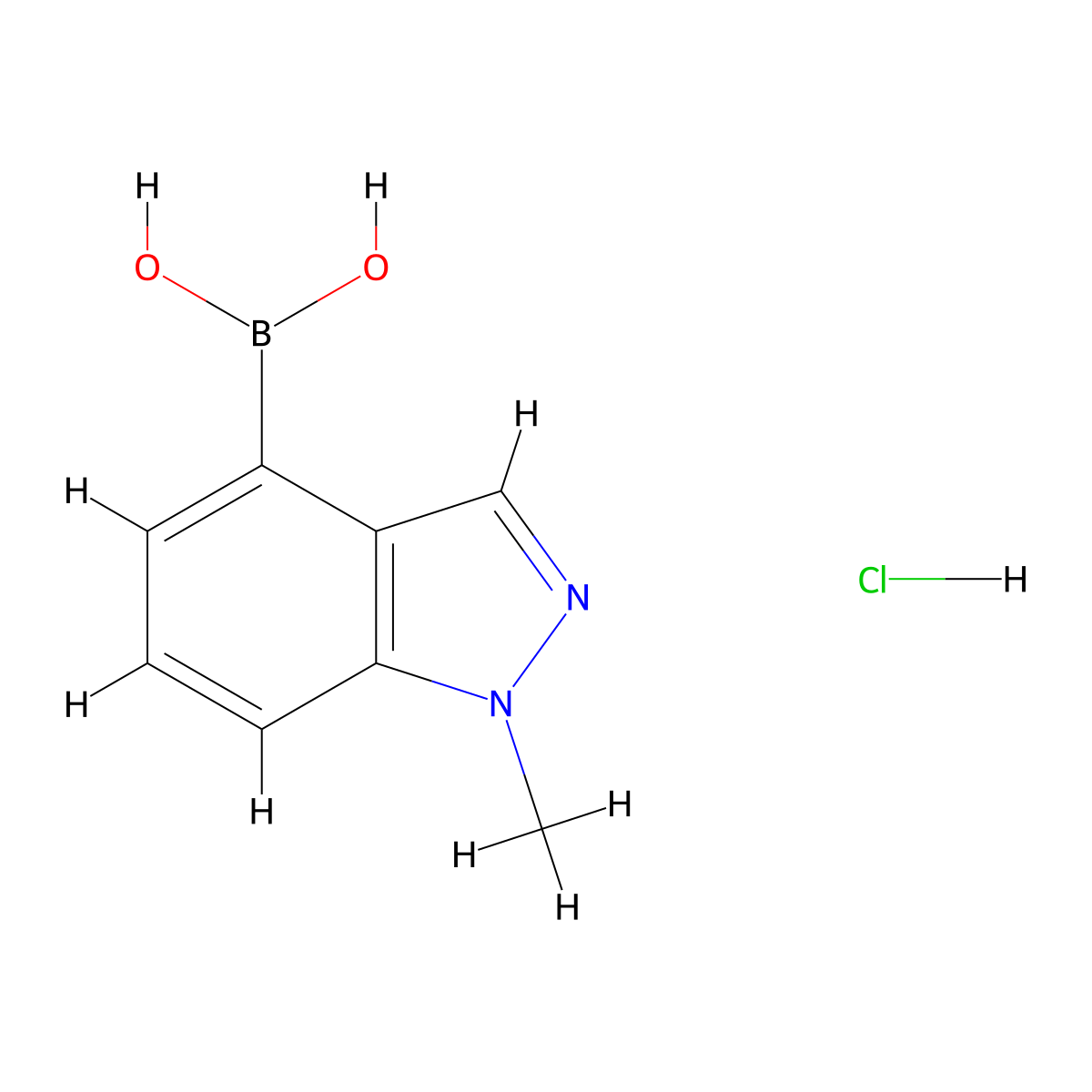 (1-Methyl-1H-indazol-4-yl)boronic acid--hydrogen chloride (1/1) molecular structure, CAS 1257527-53-9