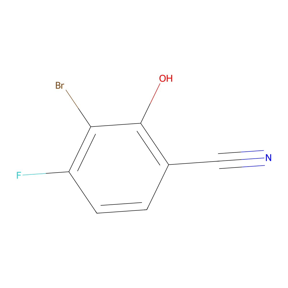 Benzonitrile, 3-bromo-4-fluoro-2-hydroxy- molecular structure, CAS 1257535-02-6