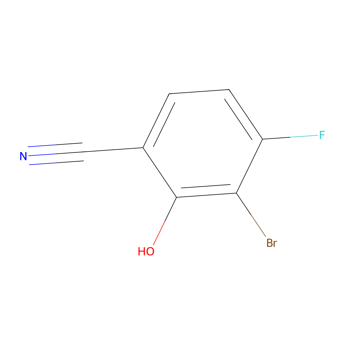 Benzonitrile, 3-bromo-4-fluoro-2-hydroxy- molecular structure, CAS 1257535-02-6