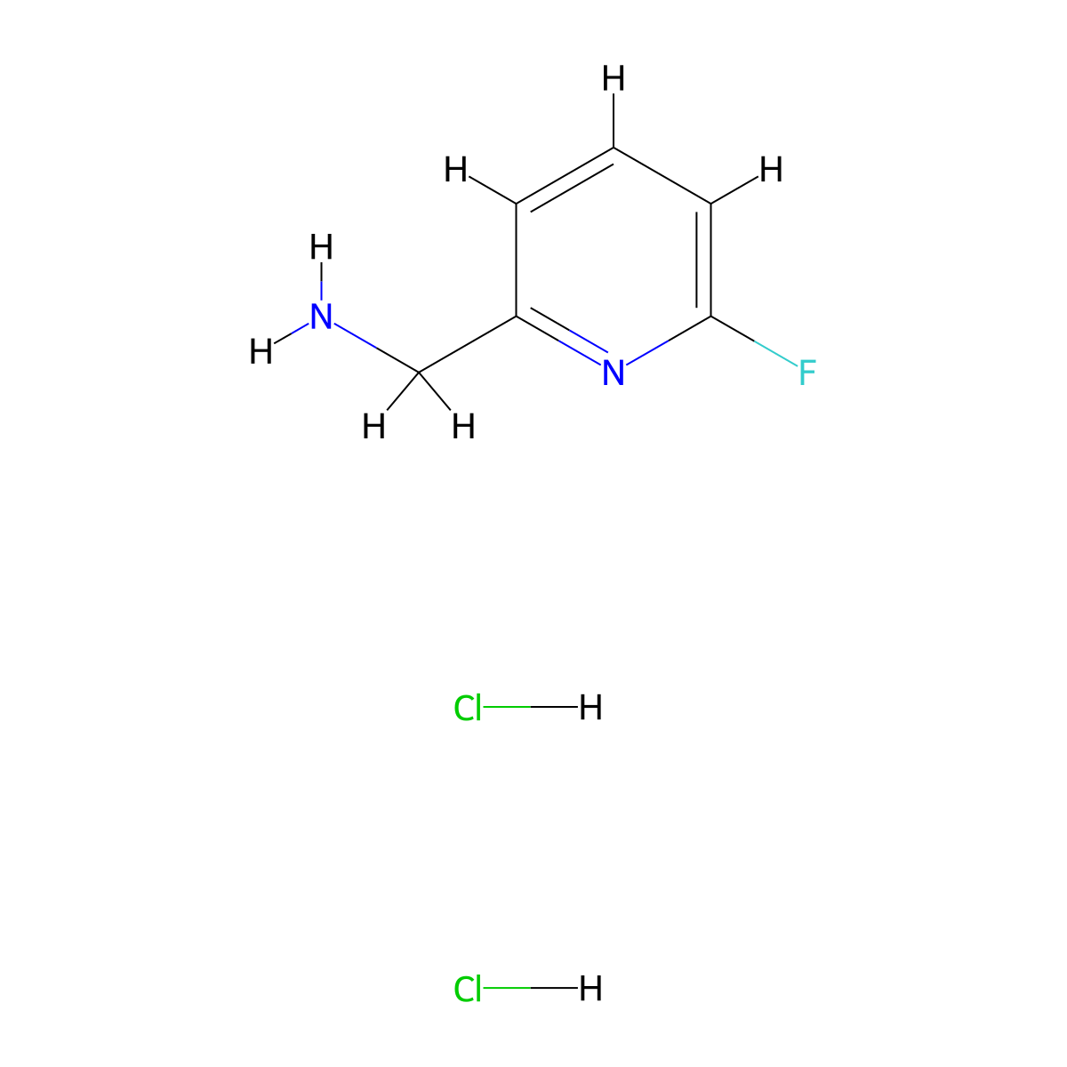 2-(Aminomethyl)-6-fluoropyridine dihydrochloride molecular structure, CAS 1257535-08-2