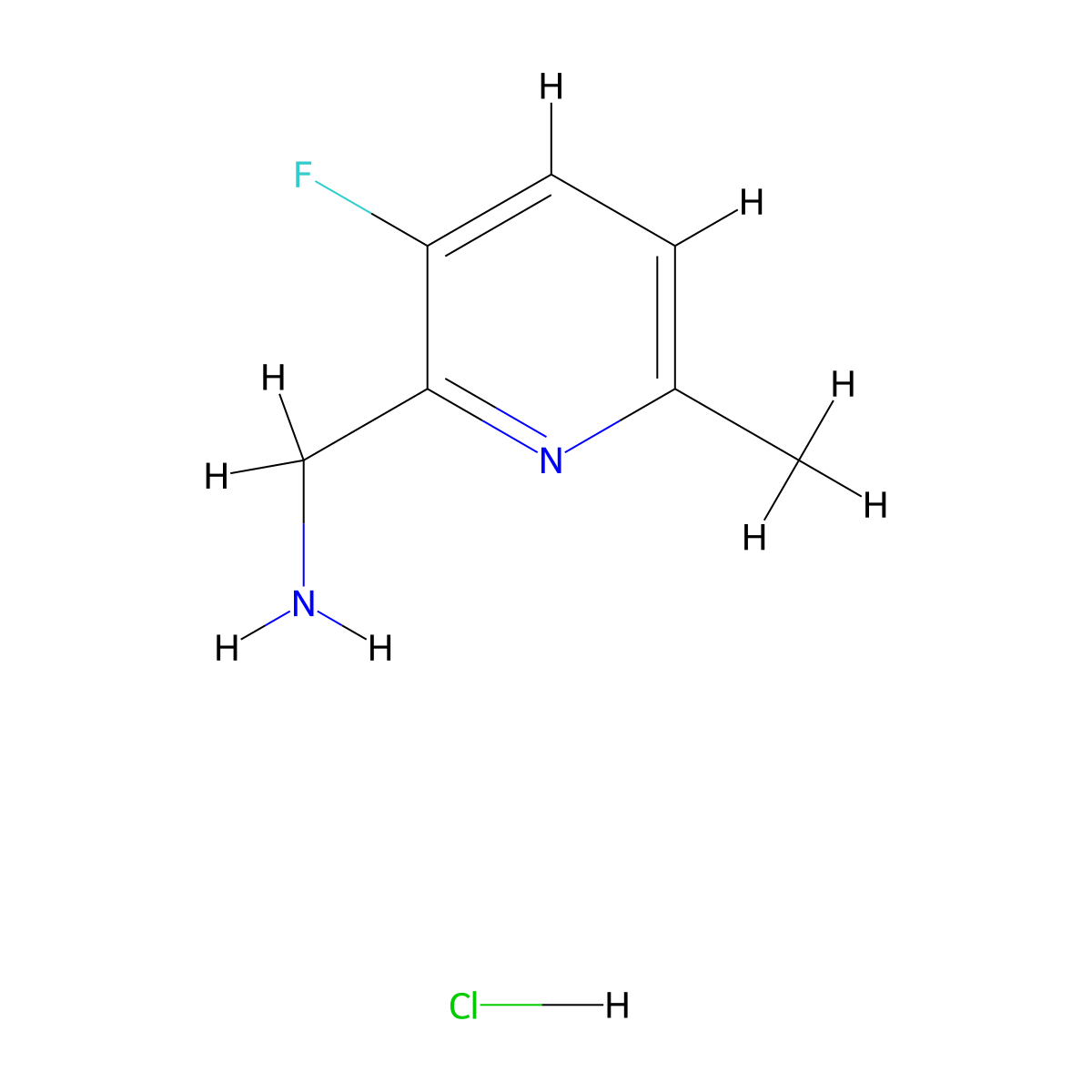 (3-Fluoro-6-methylpyridin-2-YL)methanamine hydrochloride molecular structure, CAS 1257535-11-7