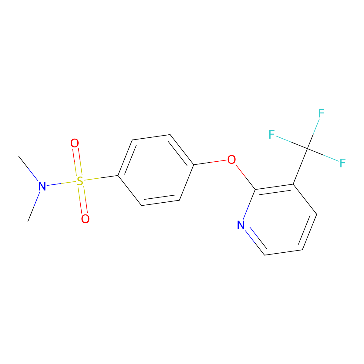 N,N-Dimethyl-4-{[3-(trifluoromethyl)pyridin-2-yl]oxy}benzenesulphonamide molecular structure, CAS 1257535-14-0