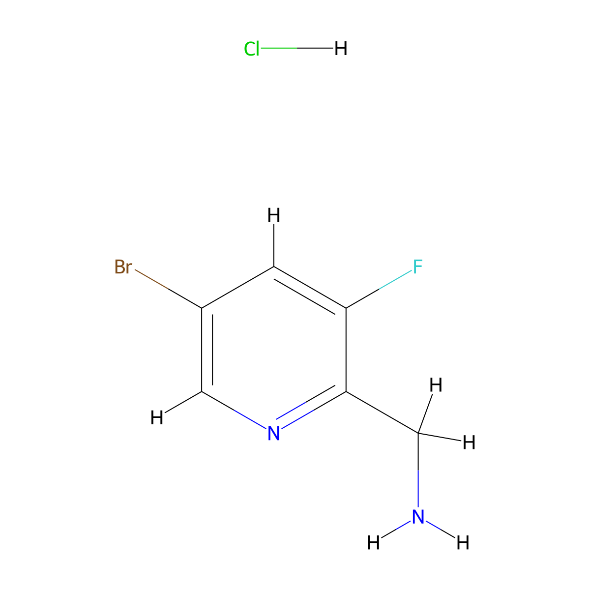 1-(5-Bromo-3-fluoropyridin-2-yl)methanamine hydrochloride molecular structure, CAS 1257535-19-5