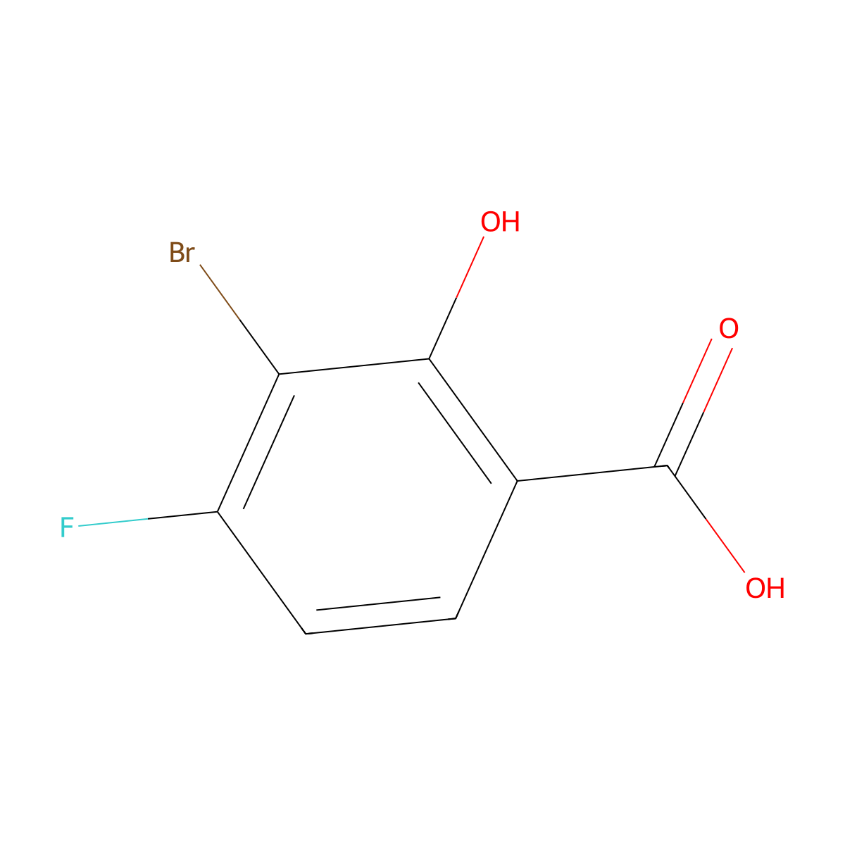 3-Bromo-4-fluoro-2-hydroxybenzoic acid molecular structure, CAS 1257535-20-8