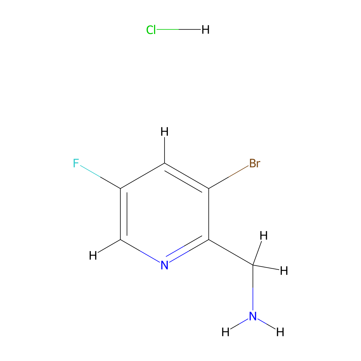 (3-Bromo-5-fluoropyridin-2-YL)methanamine hydrochloride molecular structure, CAS 1257535-21-9