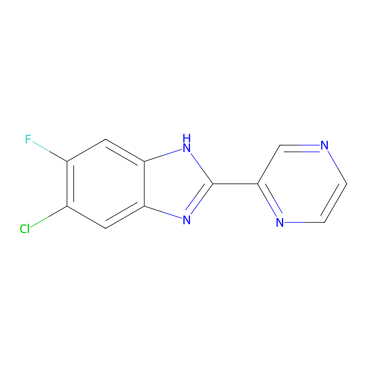 6-Chloro-5-fluoro-2-(2-pyrazinyl)-1H-benzimidazole molecular structure, CAS 1257535-23-1