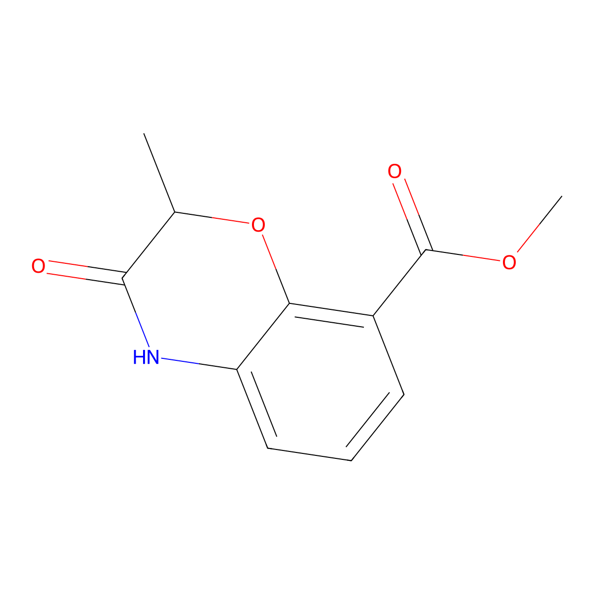 methyl 2-methyl-3-oxo-3,4-dihydro-2H-1,4-benzoxazine-8-carboxylate molecular structure, CAS 1257535-36-6