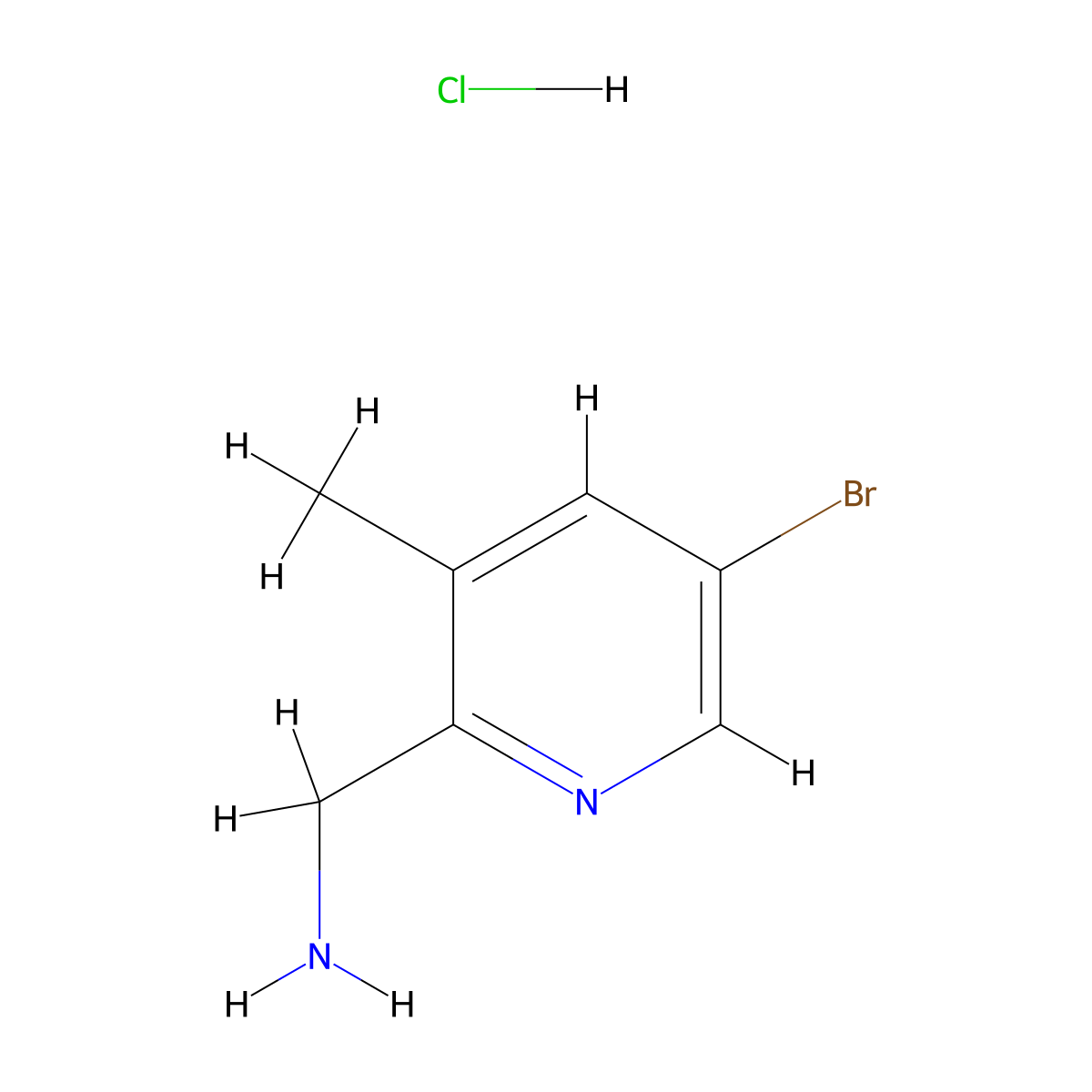 (5-Bromo-3-methylpyridin-2-YL)methanamine hydrochloride molecular structure, CAS 1257535-42-4